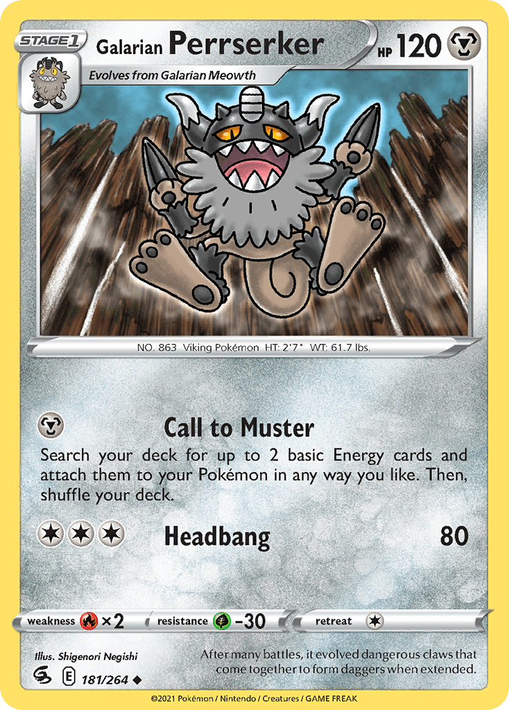 Carta Pokémon Galarian Perrserker 181