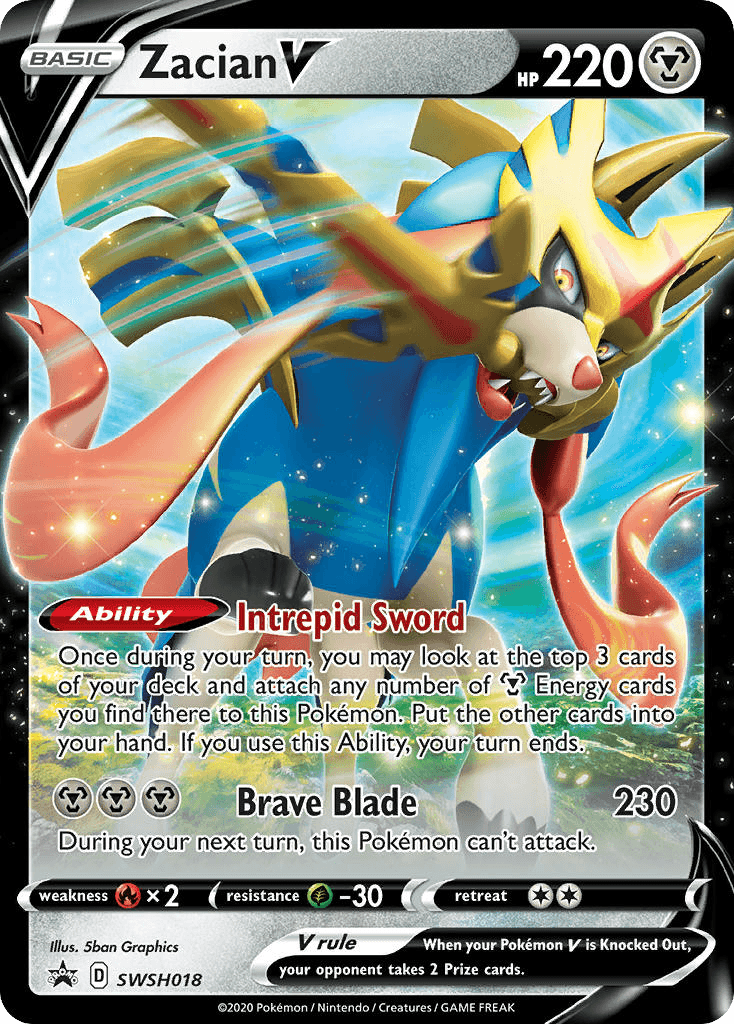 Carta Pokémon Zacian V SWSH018 de SWSH Black Star Promos