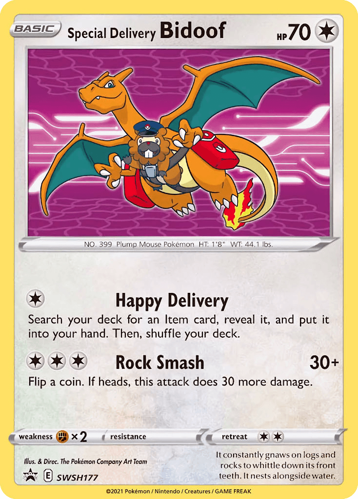 Carta Pokémon Special Delivery Bidoof SWSH177 de SWSH Black Star Promos