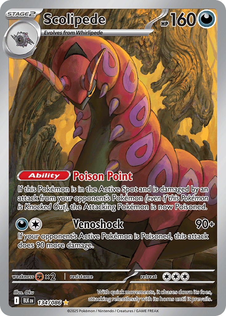 Carta Pokémon Scolipede 134 de Black Bolt